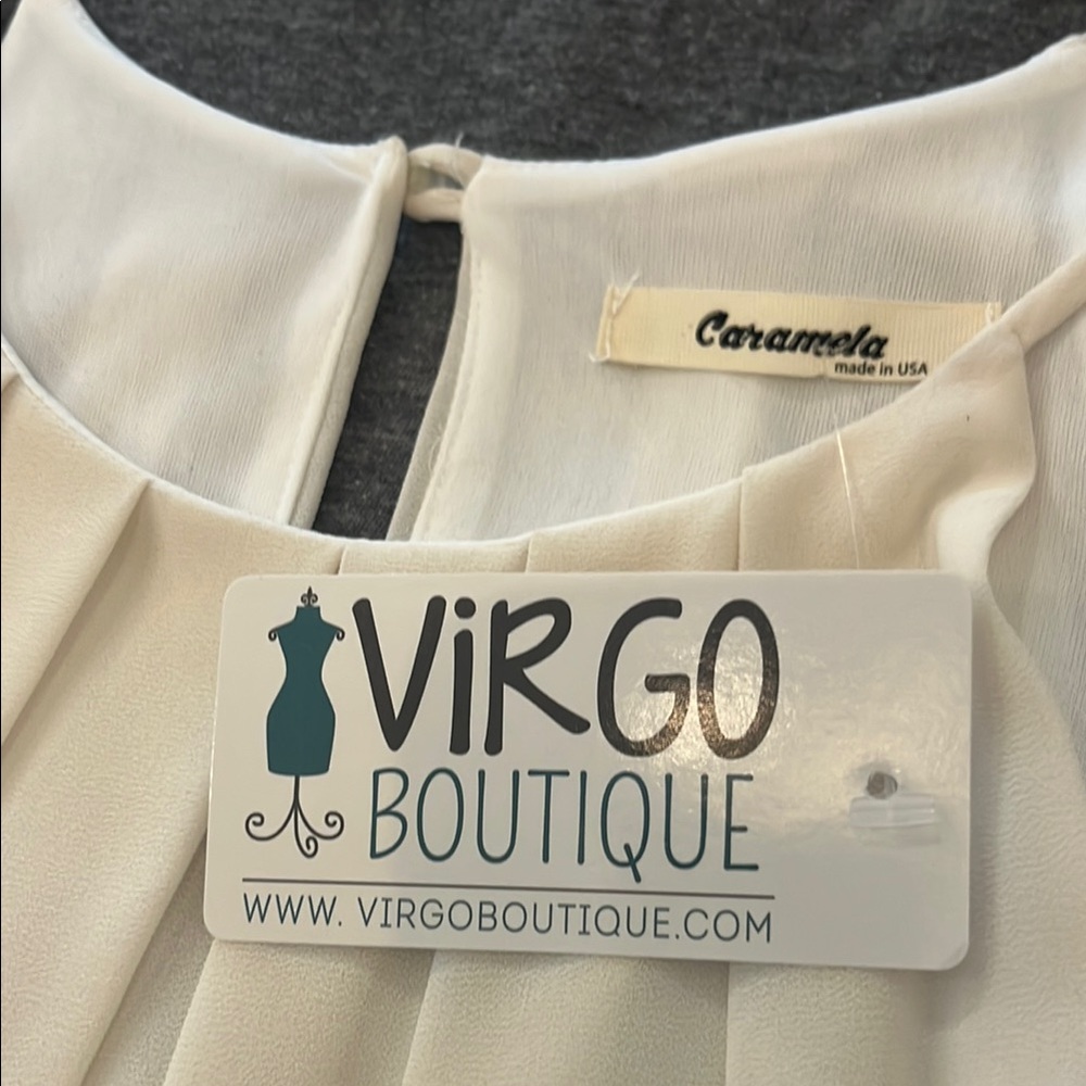 Caramela Cream Halter Sundress Wedding Guest - Picture 3 of 14
